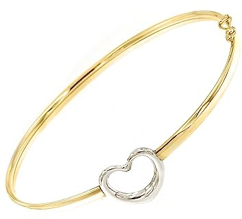 forme di Lucchetta - Armreif aus 9 Karat GelbGold (17.5 cm) mit Herz aus Weißgold