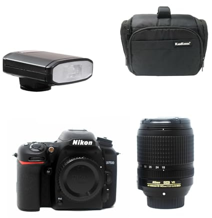 KamKorda Camera Bag + Flash + D7500 DSLR Camera + AF-S 18-140mm VR, 20.9MP DX-Format CMOS Sensor, EXPEED 5 Image Processor, 4K UHD Video, 3.2 Tilting Touchscreen LCD + 2 Year Warranty
