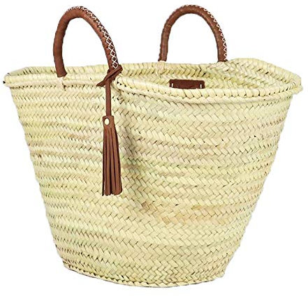 ArtOuarzazate marockansk marknadskorg, fransk korg, halmväska med läderhandtag, strandväska, halmväska, strandväska, korgväska, shoppingkorg, korg med handtag, halmmarknadskorg