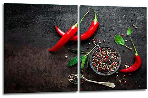 TMK ArtDeko Herdabdeckplatte 2 Teilig 40x52 cm – Spritzschutz Herdabdeckung – Herdschutz aus Sicherheitsglas – Robust, Hygienisch & Rutschfest– Schutz für Induktion, Ceran, Gas & Elektro
