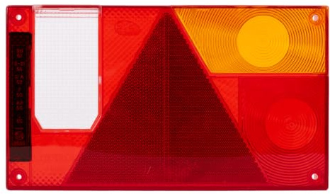 ASPÖCK Multipoint I Lichtscheibe Ersatzglas Rechts 240x140mm 5 Funktionen Positionslicht Bremslicht Blinker Rückfahrlicht Reflektor für Anhänger LKW Landmaschinen E9