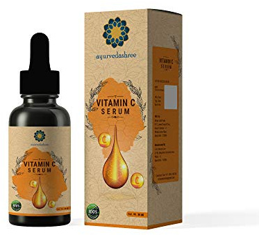 AYURVEDASHREE Vitamin C Serum 30 ML with Hyaluronic Acid, Aloevera Extract & Grapeseed Extract.(For Control- Rough & Dry Skin, face Wrinkle, Dark Spots, Skin Aging & Dark-Circles)