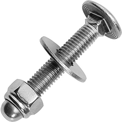 Schlossschrauben M8x40/40 mm mit selbstsichernden Hutmuttern & großen Unterlegscheiben M8 aus Edelstahl A2 (50 Stück) | Flachrundschrauben - Kappenmuttern - Beilagscheiben von MESAROS®