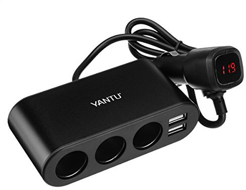 YONGYAO Adattatore Doppio per accendisigari da Auto con caricabatteria da Auto a 3 Vie USB 3 Vie Presa di Corrente Splitter Adapter-Nero