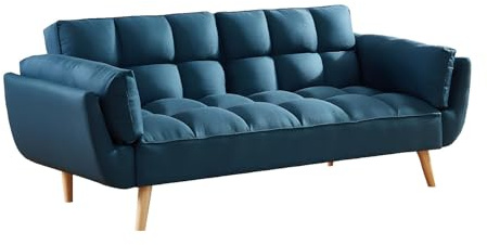 Sof√° de 3 plazas Convertible clic-clac en tejido Loeline, color azul