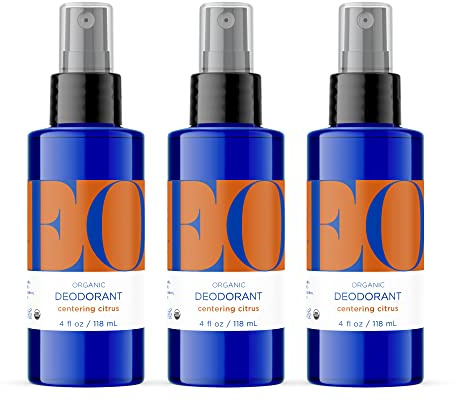 EO Organic Deodorant Spray, 4 Ounce (Pack of 3), Citrus, made with Essential Oils for Men and Women