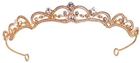 Uongeod Diadem Hochzeit Krone Damen Tiara Kristall Braut Prinzessin Krone Geburtstag Krone Tiaras und Kronen für Frauen und Tiara Hochzeit (Gold)
