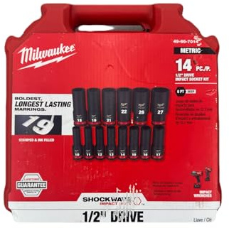 Milwaukee Electric - 14PC IMP Duty 1/2DR Metric DP 6-PT Socket Set