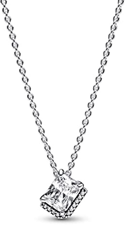 PANDORA Timeless Rechteckige Funkelnde Strahlenkranz Collier-Halskette 45cm aus Sterling-Silber, Kompatibel Timeless Armbänder, 392388C01-45