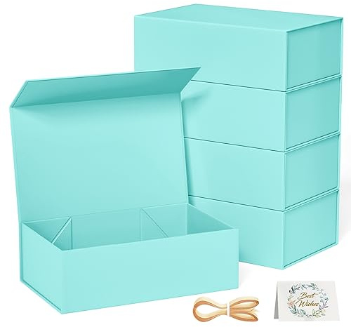 RYDDOY 5 Stück Tiffany blaue Geschenkboxen, 30.5x15.2x10.2 cm, Geschenkboxen für Geschenke mit Deckel, Magnetverschluss, rechteckig, Halloween, Geburtstagsgeschenkverpackung