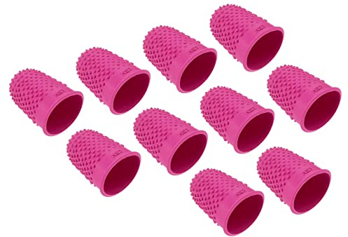 PATIKIL Fingerspetsar i gummi på 0,87 x 1,3 tum (0,87 x 1,3 tum) 10-pack tumskydd för fingertoppsskydd skyddsdynor fingerborg fingergrepp för kontorsräkning sömnad, rosenröd XL-storlek