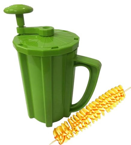 Trancheuse de pommes de terre torsadée avec brochettes en acier inoxydable, manuel en spirale pour frites, concombres, carottes, barbecue avec bâton réutilisable