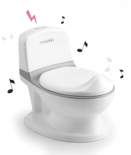 MAÏKA Pot de toilette musical bébé | pot d'apprentissage avec rabat | son chasse d'eau et lumière | range papier mouchoir et lingette | patins antidérapants