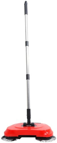 PRETYZOOM Escoba de empuje giratoria para interiores, barredora de mano de 360° para limpiar el suelo