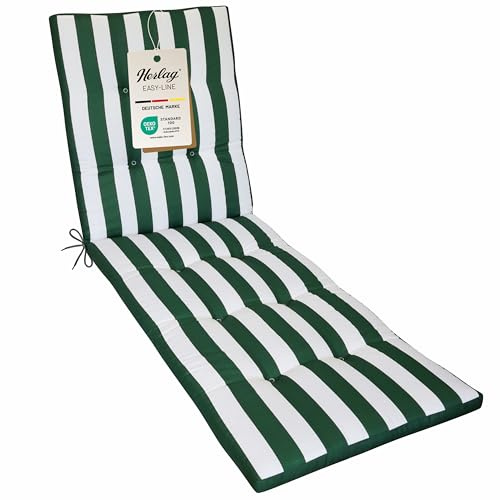 Herlag Liegenauflage Blockstreifen Mia 200x60x5cm - Gestreifte Gartenliegen-Auflage - Gartenmöbelauflage für Sonnenliege - Pflegeleichte Easy-Line - Öko Tex 100 - Grün-Gestreift