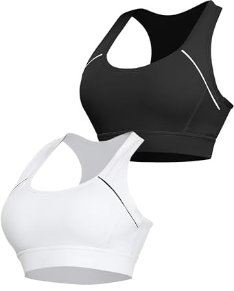 Irdcomps Sport BH Damen Ohne Bügel Starkem Halt Racerback-Design Verstellbarem Hakenverschluss Eingenähten Cups für Laufen Fitness HIIT Yoga