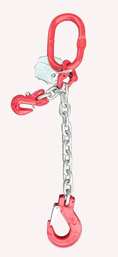 Kettengehänge 1-Strang 8mm nach EN 818-4 hochfest und geprüft verzinkte Kette mit Verkürzungshaken Tragfähigkeit:2t Beschlagteile nach EN 1677-2 Anschlagkette Krankette Länge: 2m