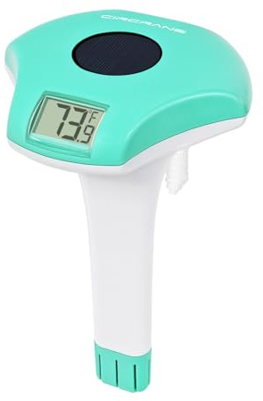 Circrane Solar Digital Pool & Spa Thermometer, Weather Resistant Floating Thermometer, IPX-8 Water Proof, 10s Measuring Cycle, Solar Powered with Over 180 Days Battery Life, Green