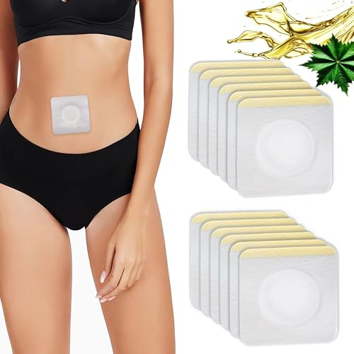Paquete de 12 envolturas hipoalergénicas de aceite de ricino para ombligo, autoadhesivas, desechables y altamente absorbentes, para promover la digestión y el laxante