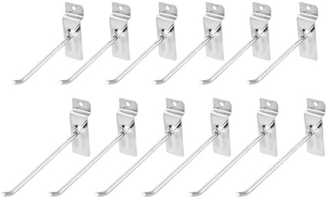 MECCANIXITY Lot de 50 crochets muraux à lattes de 1,2 cm en métal pour panneau mural, crochets de suspension pour garage, magasins, vente au détail, argenté