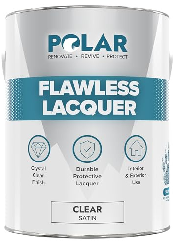 Polar Clear Lacquer Paint - 2.5 Litres | Satin Finish | Quick Drying & Durable Lacquer for Wood, Plastic, Metal, Concrete, Glass & Ceramics | Water Resistant Coating for Interior & Exterior Surfaces