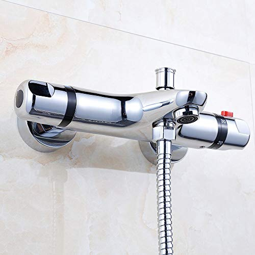 Loobiiny Badewannenarmatur Thermostat Duscharmatur Mischbatterie Dusche Thermostat Armatur Badewanne Mischbatterie mit Thermostatregulierung