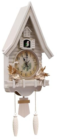 XUEMANSHOP Horloge à coucou, horloge murale avec pendule, volume réglable, fonctionnement silencieux, horloge murale pour salon, chambre à coucher, hôtels, bureaux