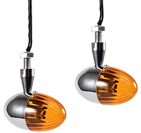 evomosa Motorrad Blinker Mini Blinklicht Bernstein 12 V Universal Wasserdicht für Street Bike Cruiser Chopper Bobber Scooter (Silber)