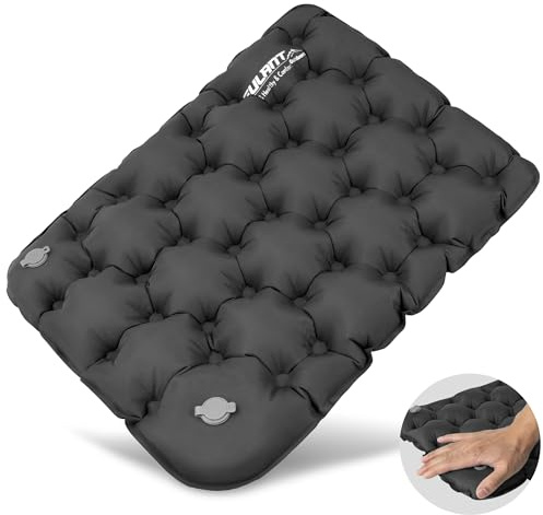 EULANT Cojines de Asiento Inflable, Seat Cushion Impermeable, Suave Cojín del Avión, para Camping Viajes Kayak Mochilero Conciertos Estadio Playa Césped Suelo,Inflado por Presionando a Mano