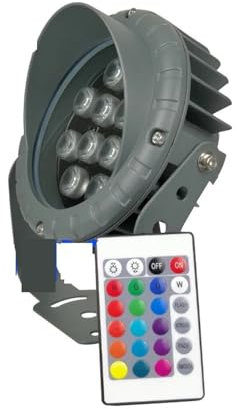 Faretti da esterno 12W Con Memoria LED RGB Lampada Proiettore Colonna Romana Illuminazione Faretto Led Con Proiettore Telecomandato per garage e stadio(TYPE B BASE_DC24V)