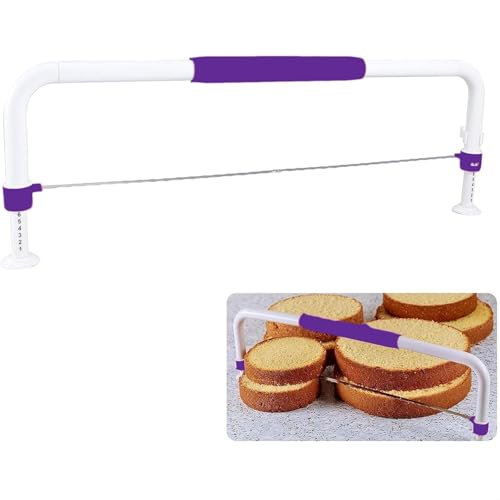 JeeKoudy Foldable Cake Cutter Leveler, Adjustable Stratification Auxiliary Leveling Baking Tool, Stainless Steel Single Wire Cake Leveler, Baking Aid for Perfectly Level Cakes