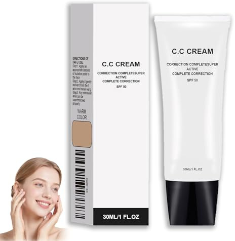 CC Cream Foundation with SPF 50 - Tinted Moisturiser for Older Women - Self-Adjusting&Color Correcting Cream for Mature Skin - Make-Up Base Foundation - Oil control Lightweight CC Cream(Light-Medium)