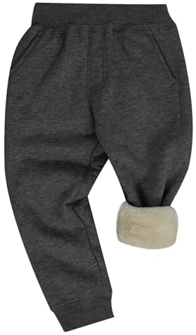 Adigau Pantalon Hiver Enfant en Polaire Pantalon de Jogging Couleur Unie Garçon Fille Pantalons Hiver Chaud Gris 3-4 Ans