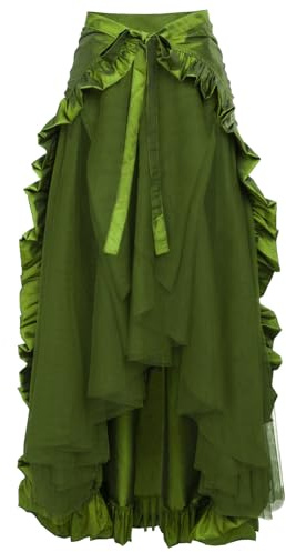 FQLGJMY Dam medeltida viktoriansk volangkjol renässans gotisk pirat höga låga kjolar halloween cosplay kostym