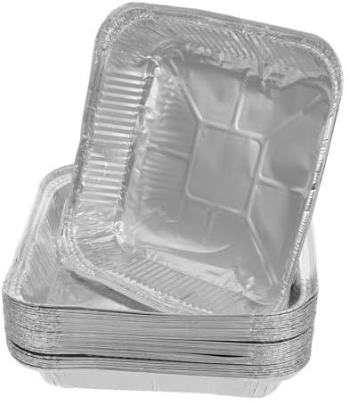 UPKOCH Bandejas Cuadradas De Aluminio Desechables 20x20 Cm Para Horno y Freidora De Aire Aluminio Ligero Paquete De 30 Unidades Para Repostería y Tartas