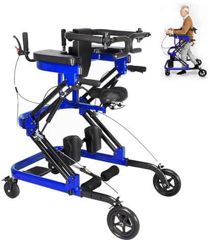 Andador Rollator con Asiento – Plegable Rápido, Altura y Ancho Ajustable – Ruedas Bloqueables y Respaldo Acolchado – Ayuda para Movilidad Ligera, Adultos y Mayores – Uso Interior/Exterior blue