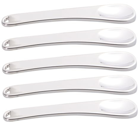 CIYODO 5 Pièces Spatules Cosmétiques Métal Mini Cuillères pour Visage Masque Facial et Crème Compactes et Durables pour Maquillage Yeux et Soin Quotidien