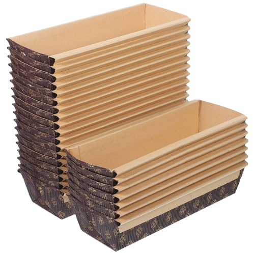 NUOBESTY Teglia per Plumcake in Carta Rettangolare Grande Set da 25 Pezzi Stampi Usa e Getta Resistenti All’Olio per Cottura di Pane e Dolci per Forno e Feste