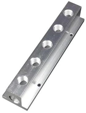 ZGPOSQKZSC Divisor de bloque de colector de aire en forma de T de aluminio sólido, hembra de 1/4, 5 vías