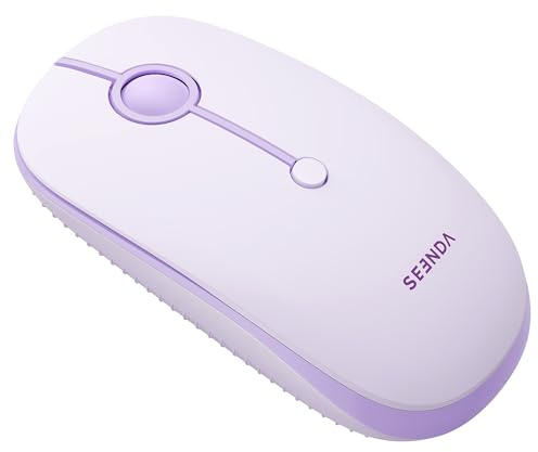 seenda MOU001 Bluetooth Maus, Leise, 3 Geräte Verbindung, Lila | USB + Dual-Bluetooth, 3 DPI-Stufen bis 2400, ergonomisch, Symmetrisches Design, Für Windows, Mac, Android, iOS