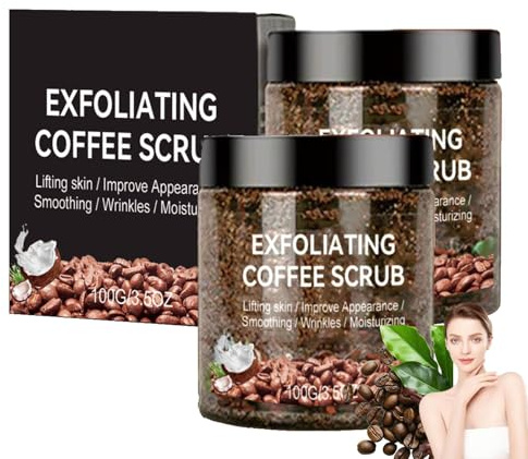 Kaffee-Gesichtspeeling, Peeling Gesicht, Gesichtspeeling, Body Scrub, Peeling Körper, Natürliches Körperpeeling für Normale und Trockene Haut, Gesichtspeeling für weiche, Glatte Haut (2PC)