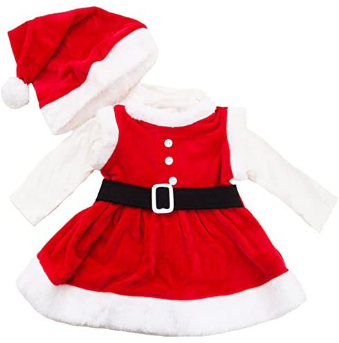 Toocool - Completo Bambina neonata Tutina Vestitino Babbo Natale Cappellino Nuovo FK826 [9/12,Rosso]