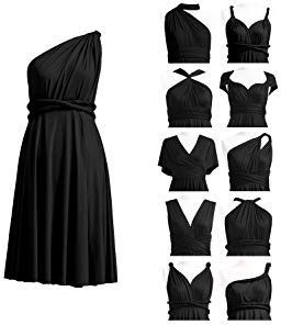 72styles Knee Length Short Infinity Dresses Bridesmaid Dresses Midi Convertible Transformer Multiway Twist Wrap Dresses Gown Black