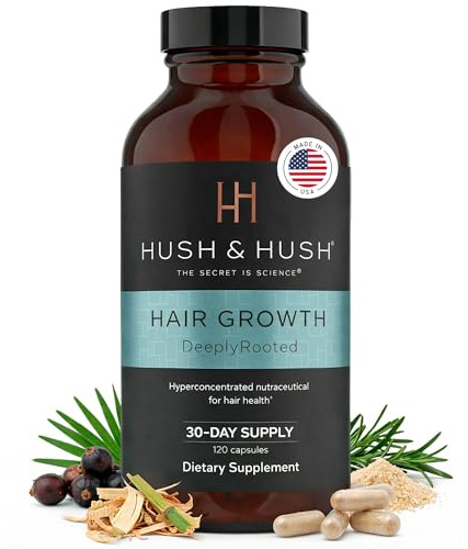 HUSH & HUSH – DeeplyRooted™120 Kapseln Nahrungsergänzungsmittel für Haarpflege und Haarwachstum mit Aminosäuren, Vitaminen und Pflanzenextrakten