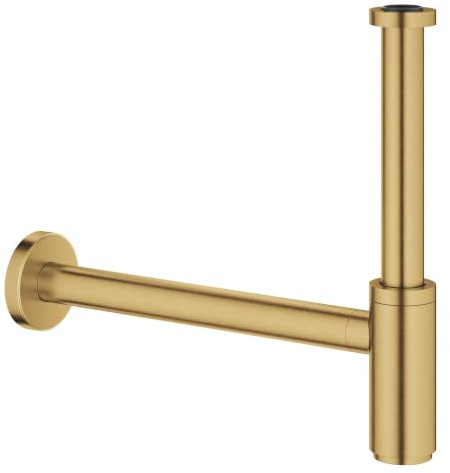 Sifón de Botella para Lavabo GROHE 1 1/4, Oro Cepillado, 28912GN0 | Sifón de botella de latón 1 1/4 con florón deslizante, tapón de roscado para limpieza y acabado PVD resistente.