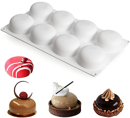 OCPO Kitchen 3D Stone Silicone Mold for Baking Mousse Cake French Dessert Pastry Chocolate Pudding Cupcake, Stone Shape (8-Cavity)