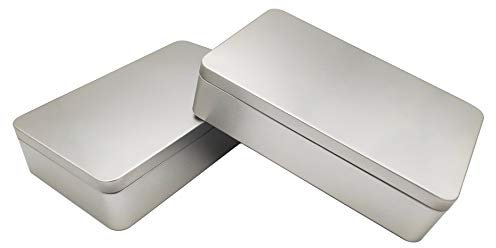 WESTKAIBA 2er Retro flach Vorratsdose Blechdose Aufbewahrungskiste Container Blech-Dose mit Deckel, 2 Stück