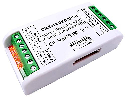 4 Kanal DMX Decoder,Mini16A RGB RGBW LED Strip Controller DMX 512 Decoder Dimmer Treiber für rgbw rgb LED Strip Modul DC9-24V