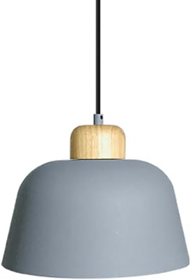 LEDKIA Pendelleuchte aus Metall und Holz Wawak Grau | Design für Wohnzimmer & Küche | Anpassbares Licht mit E27 LED | 1690 mm x Ø260 mm