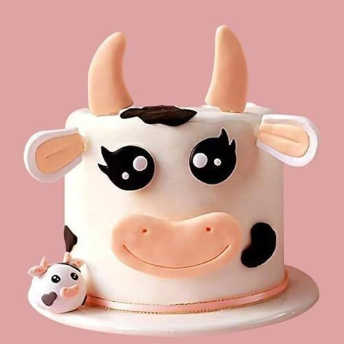 JeVenis Cute Cow Cake Decoration Farm Animal Birthday Cake Topper
